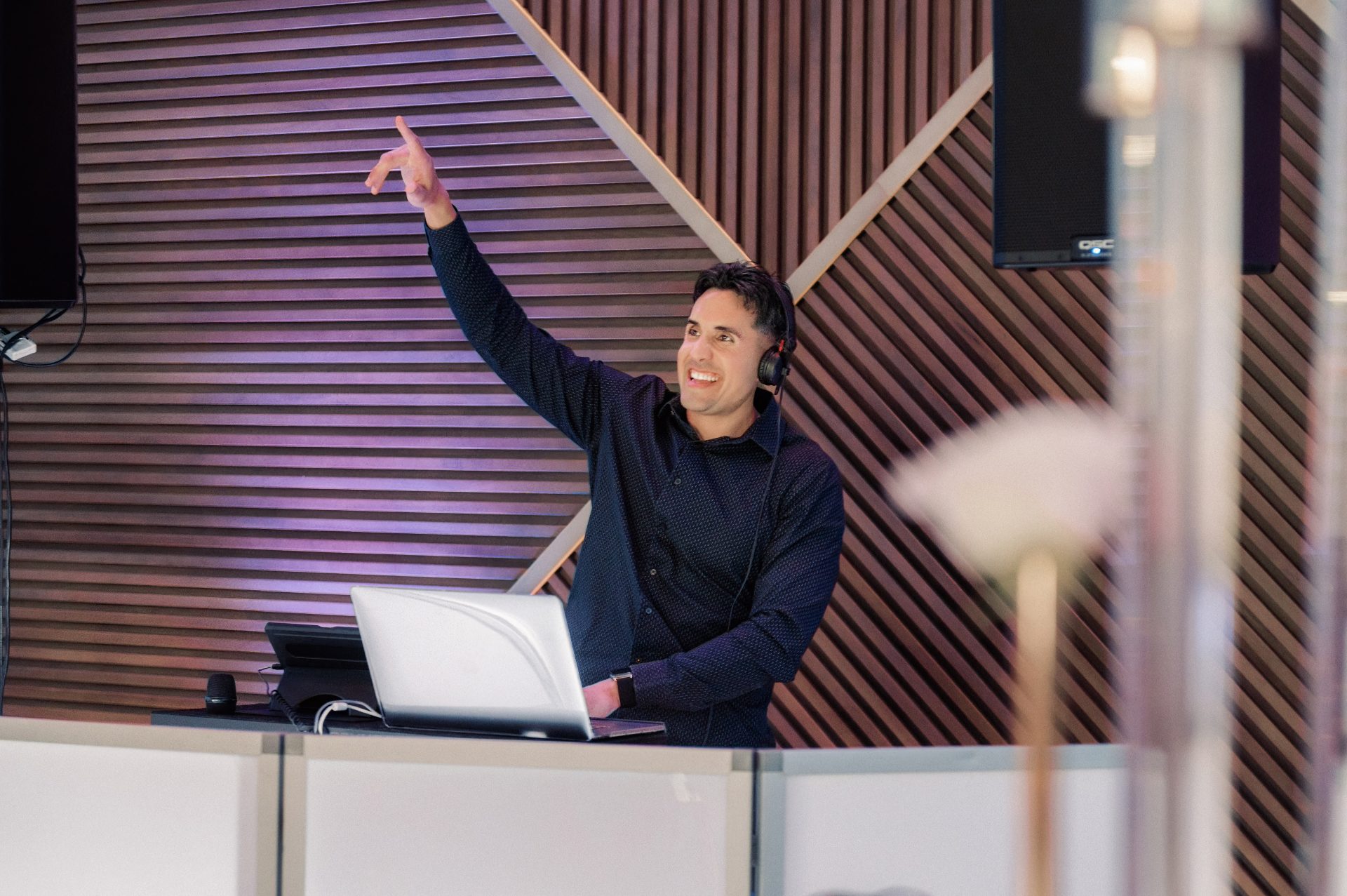 DJ 2 Blast Productions DJ setup at a wedding reception